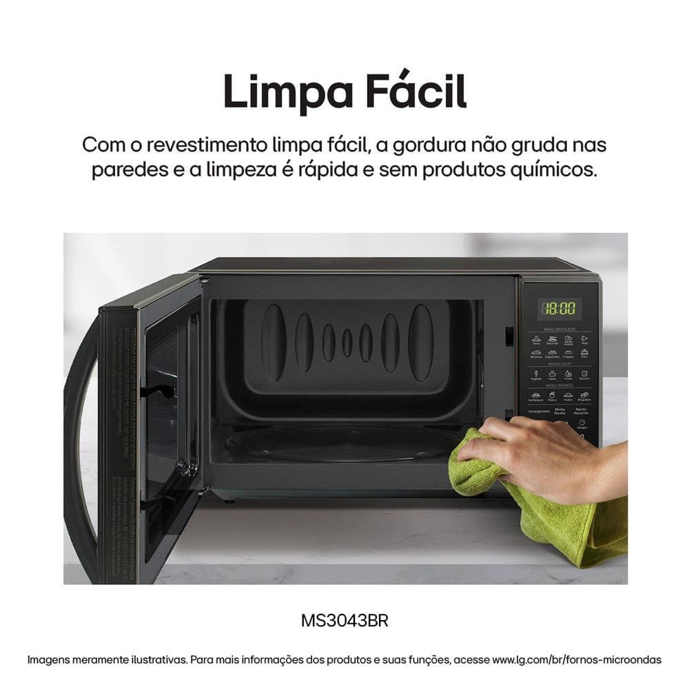 Forno Micro-Ondas LG MS3043BR com Função Manter Aquecido e Limpa Fácil Prata Prata / 220V