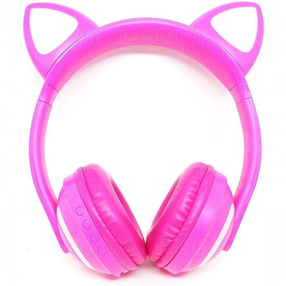 Fone De Ouvido Headphone Bluetooth Com Orelha De Gato Rosa