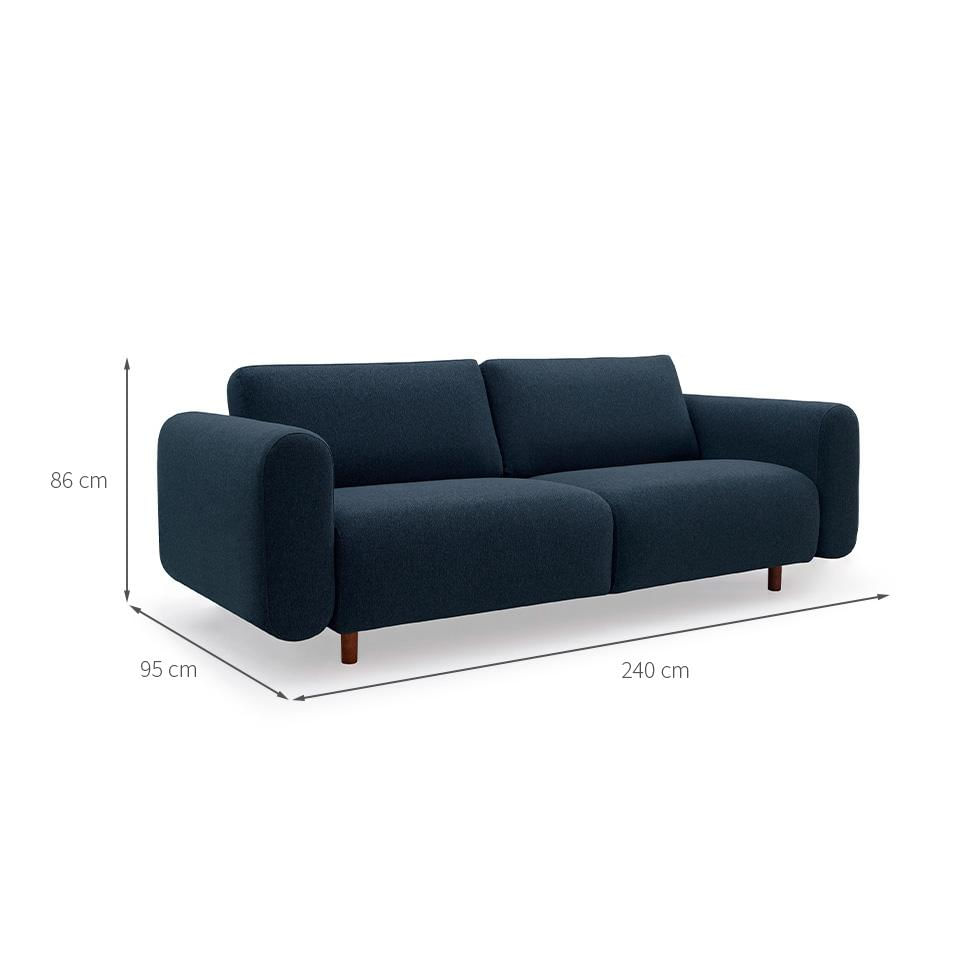 Sofá 3 Lugares Vicenzo Linho Azul 240 cm