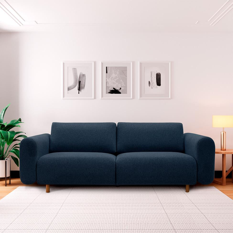 Sofá 3 Lugares Vicenzo Linho Azul 240 cm