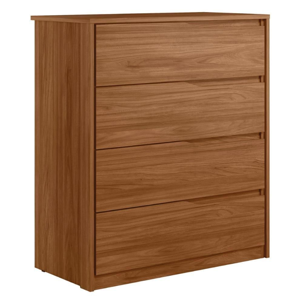Cômoda Atria Quarto com 4 Gavetas Nogueira Touch