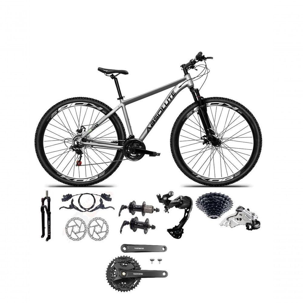 Bicicleta Aro 29 Absolute Nero 5 Câmbio Traseiro Shimano Alívio E Altus 27v Freio Hidráulico Garfo Trava Cinza Tam 17