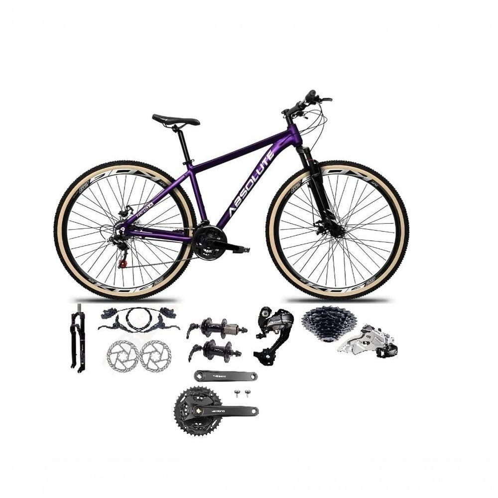 Bicicleta Aro 29 Absolute Nero 5 Câmbios 27v Shimano Altus Freios Hidráulicos Pneu Com Faixa - Roxo Tam.17
