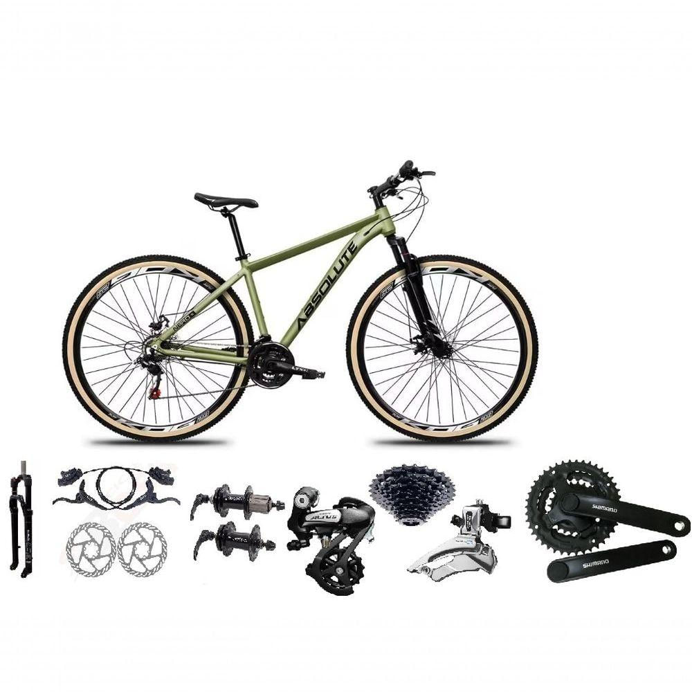 Bicicleta Aro 29 Absolute Nero 5 Shimano Altus 24v Freios Hidráulicos Garfo Com Trava Pneu Com Faixa Oliva Tam 17