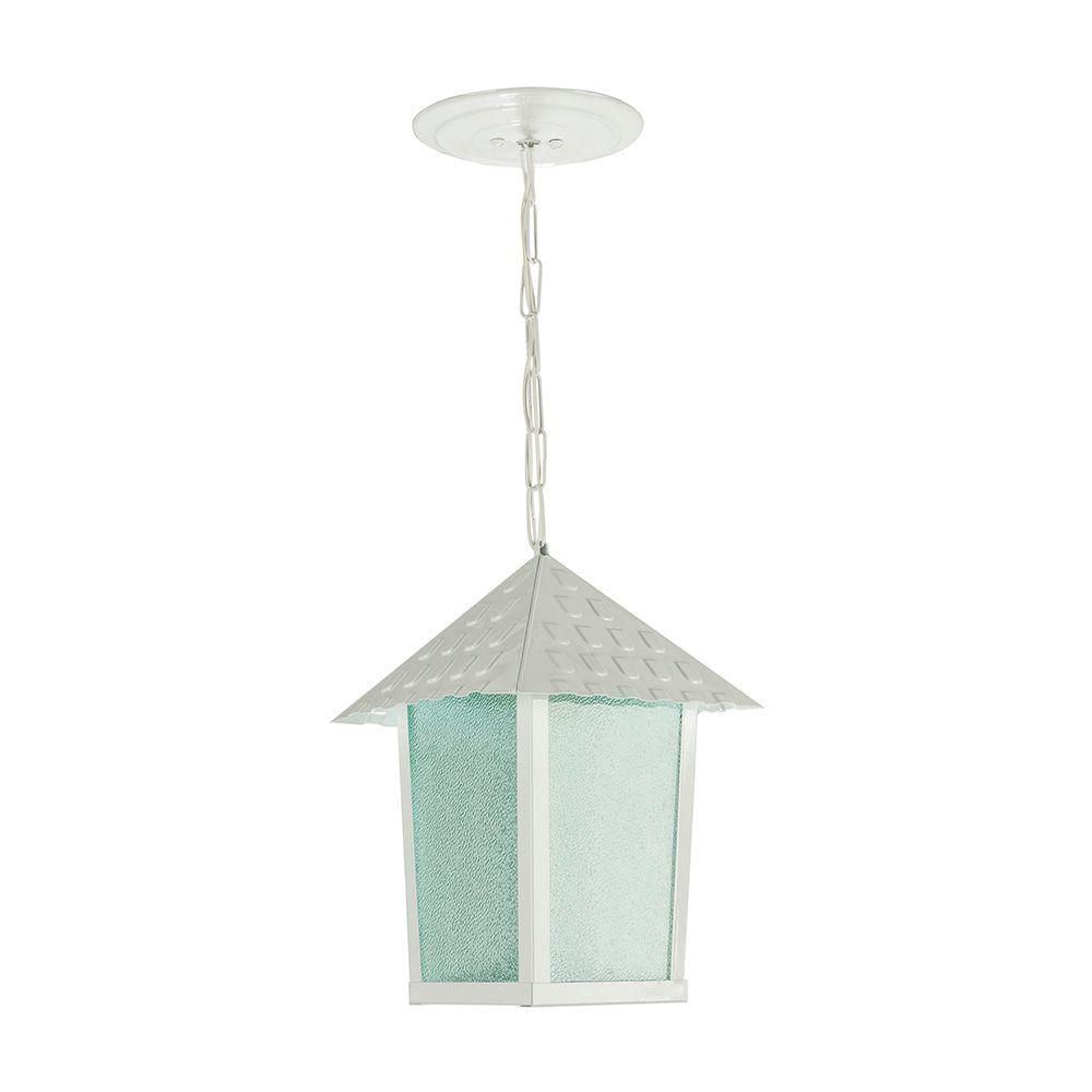Lustre Pendente Blumenau Colonial Quadrado Vidro Pontilhado E27 Bivolt Branco