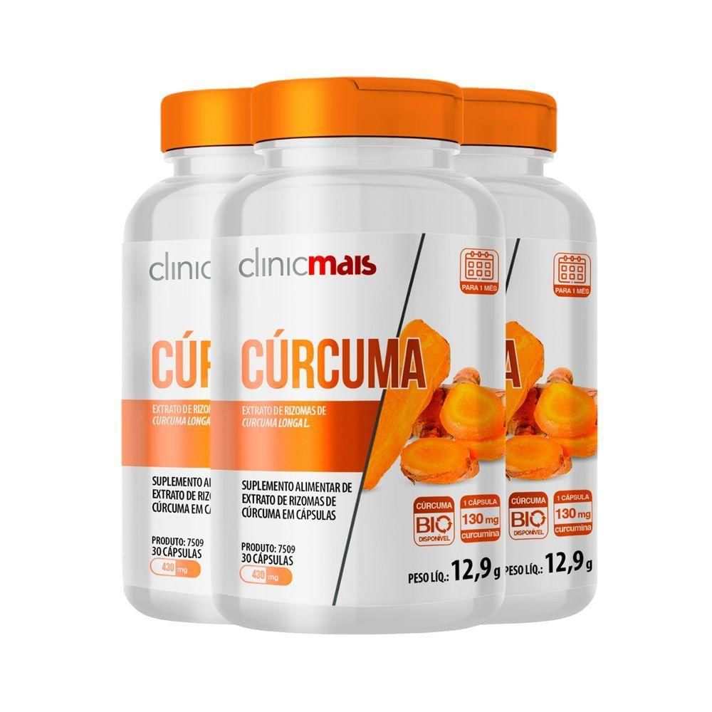 Kit 3 Cúrcuma Clinicmais 30 Cápsulas