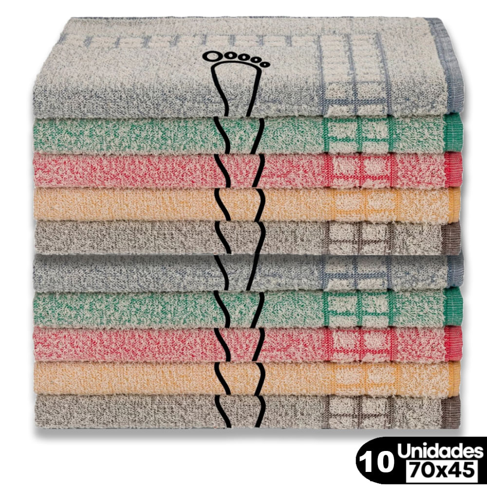 Kit 10 Toalhas Piso Atoalhado Estampa Pézinho 45x70 Beka