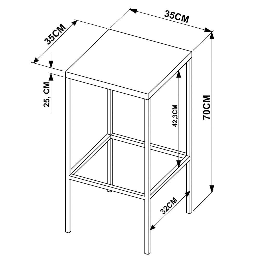 Kit 2 Banquetas Decorativas Altas Estilo Indutrial Steel Quadra Vermont Base Preta - Artesano