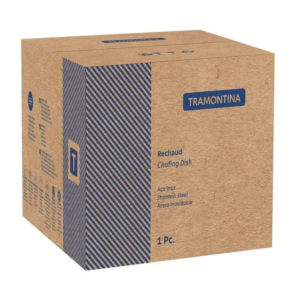 Rechaud Tramontina Solar 6,1L Aço Inox Fundo Triplo com Fogareiro e Tampa de Inox