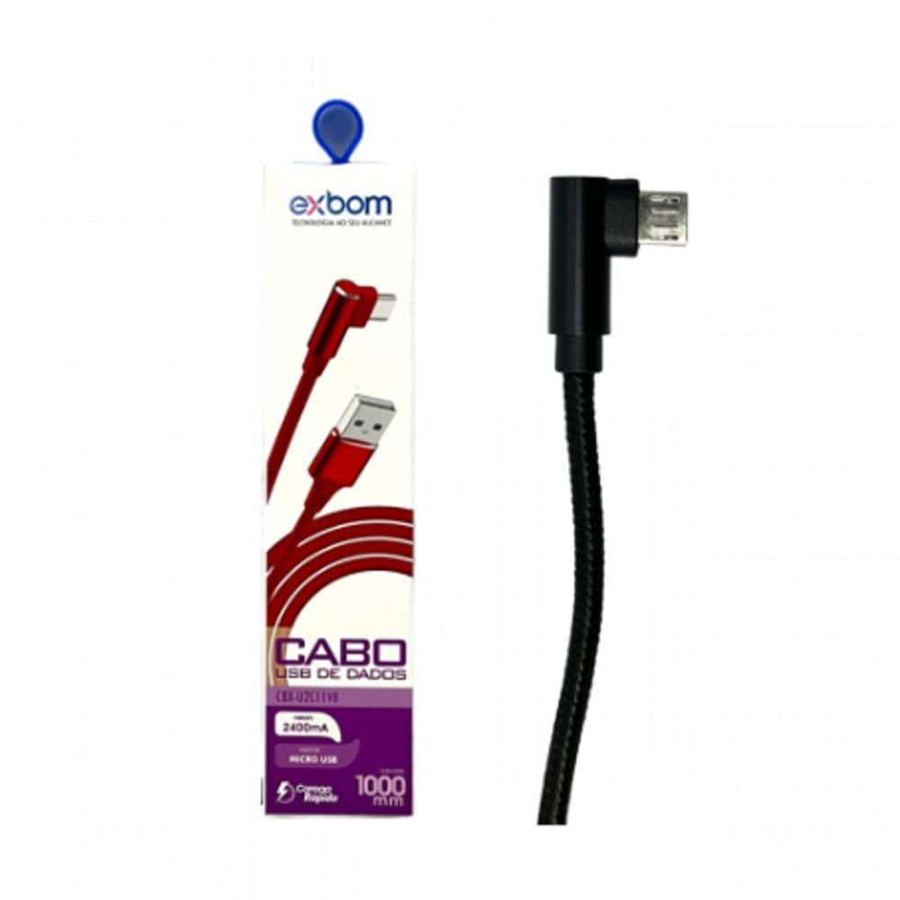 Cabo Usb V8 90° Graus Em L Trançado 1m Exbom Cbx-u2c11v8