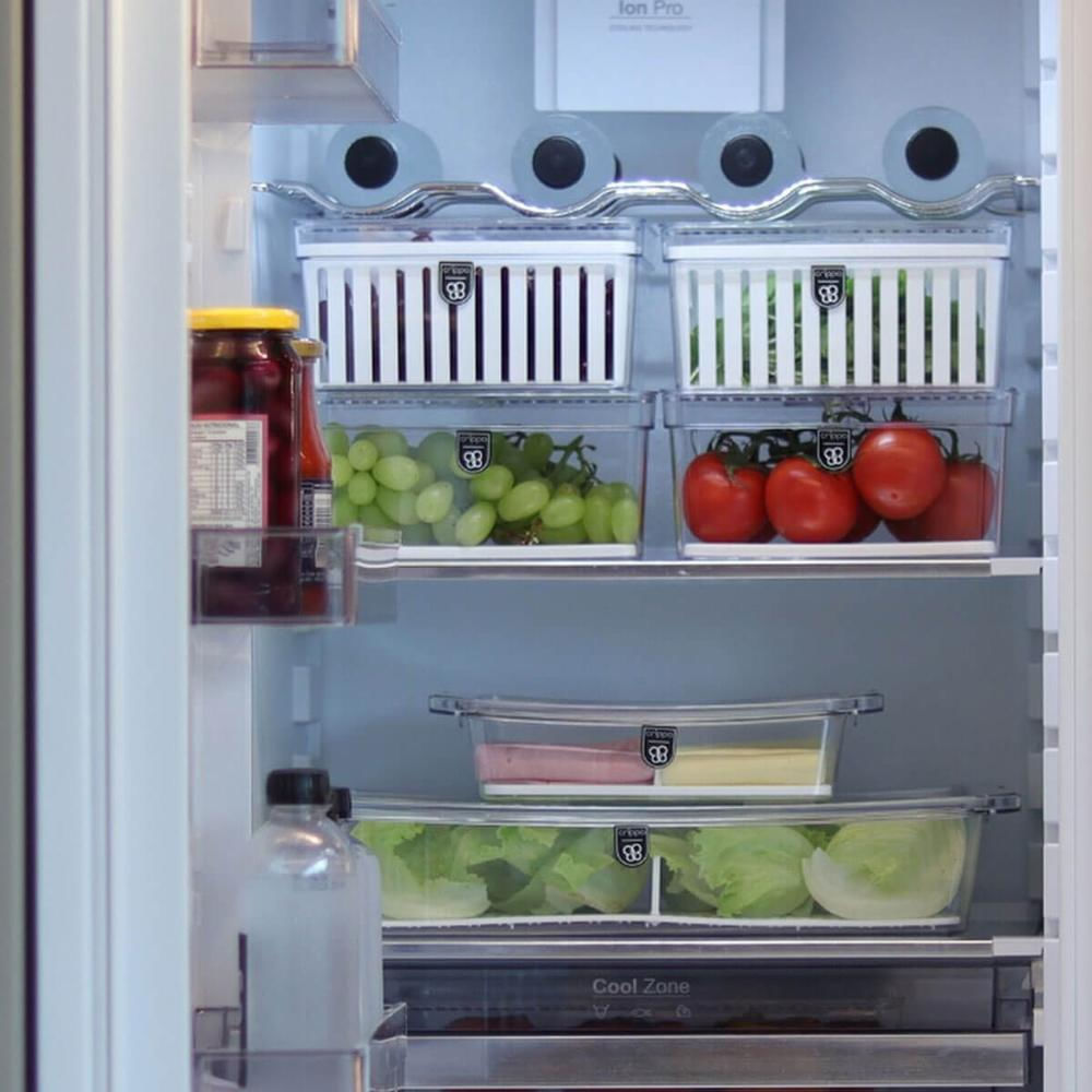 Organizador de Geladeira com Grade 2,8L Transparente Médio Frutas Legumes Crippa