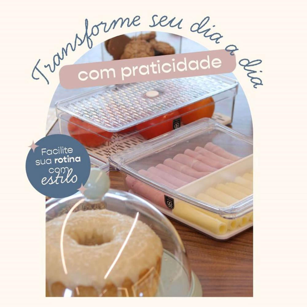 Organizador de Geladeira com Grade 2,8L Transparente Médio Frutas Legumes Crippa