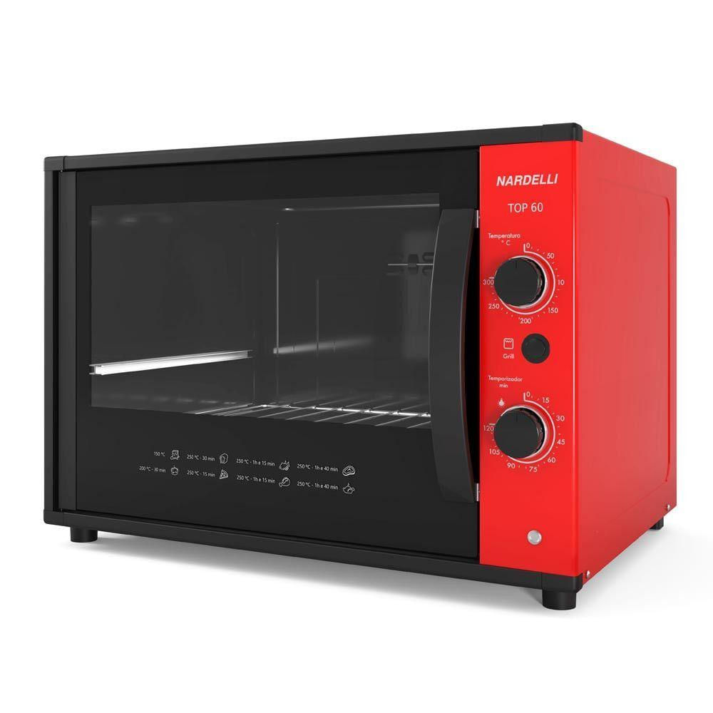 Forno Elétrico Bancada 60 Litros Top 60 Vermelho 220V