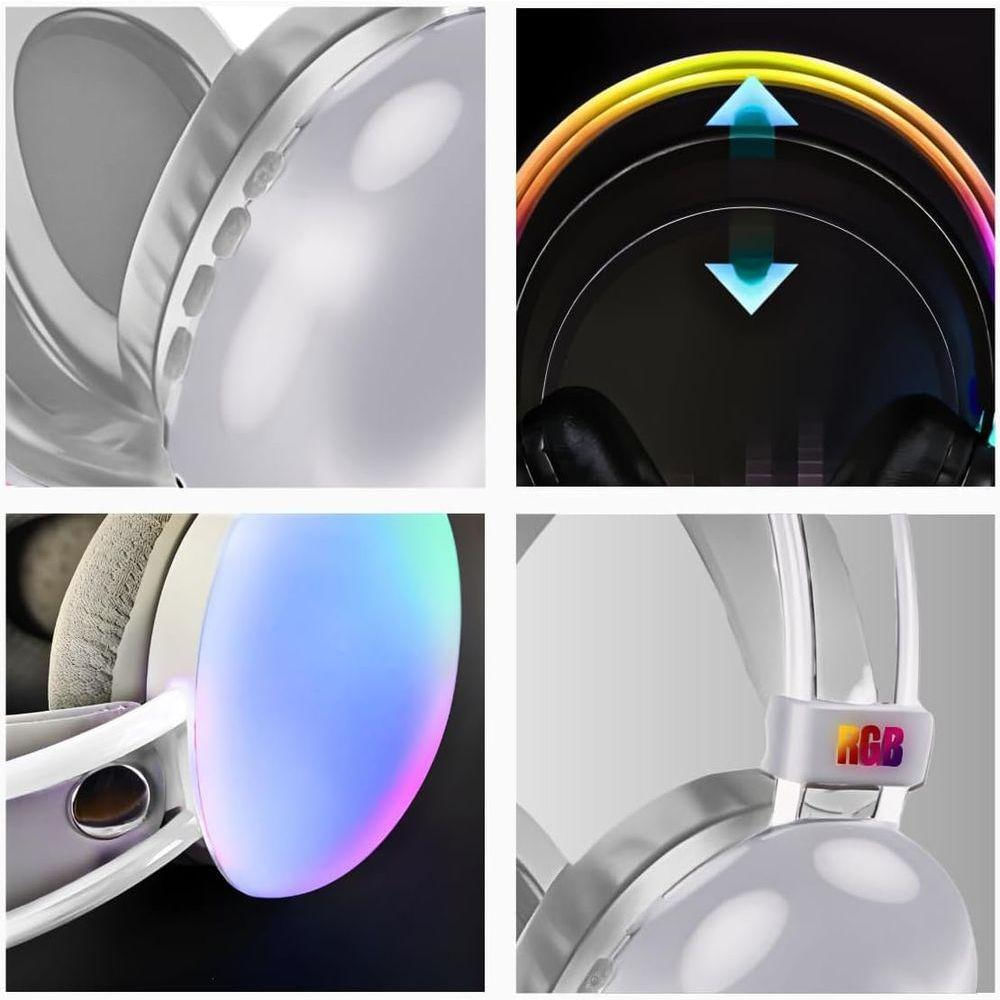 Fone De Ouvido Sem Fio Bluetooth V5.3 Com Led Rgb Headset Bluetooth Disco Pulse