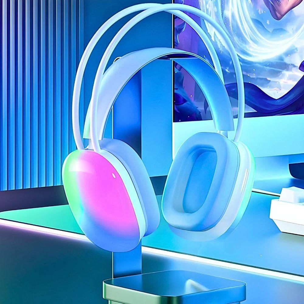 Fone De Ouvido Sem Fio Bluetooth V5.3 Com Led Rgb Headset Bluetooth Disco Pulse