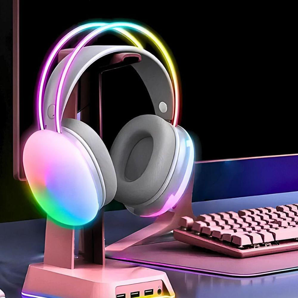 Fone De Ouvido Sem Fio Bluetooth V5.3 Com Led Rgb Headset Bluetooth Disco Pulse
