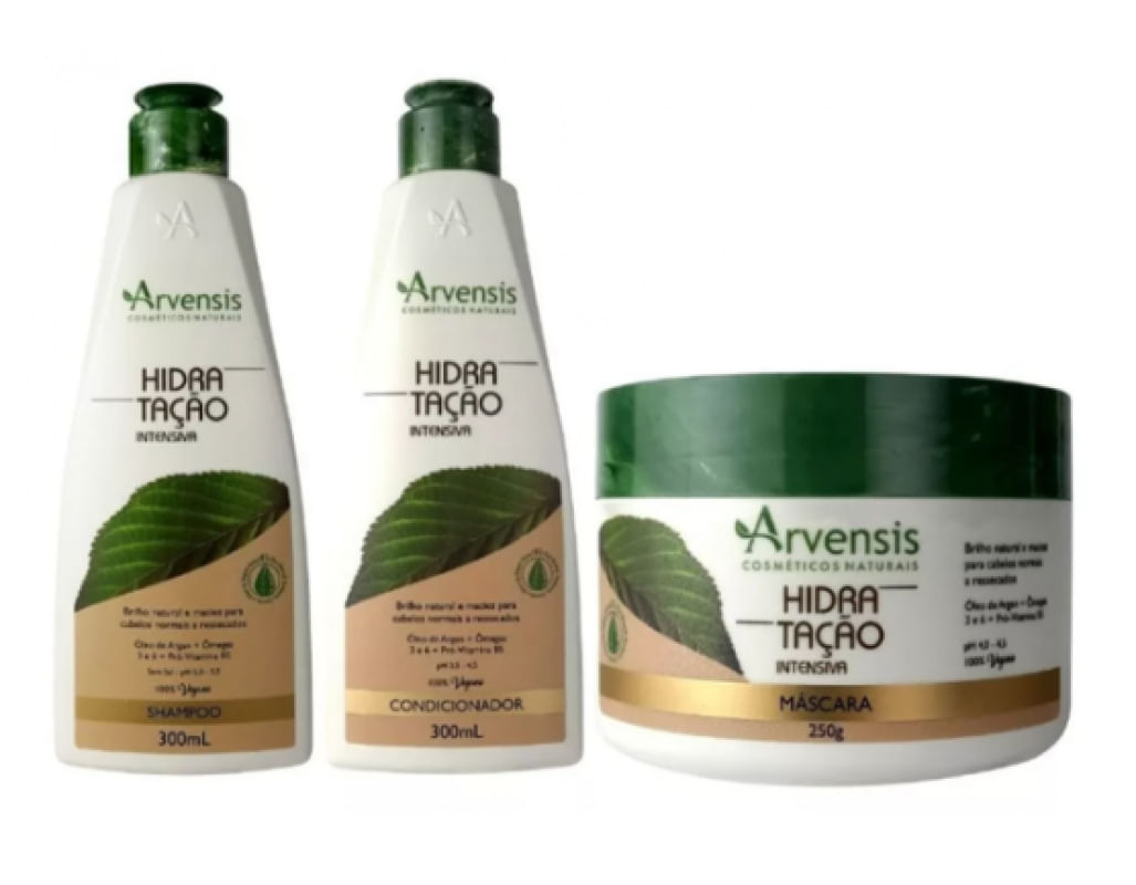 Kit Arvensis Hidratação Shampoo Condicionador Mascara 250g