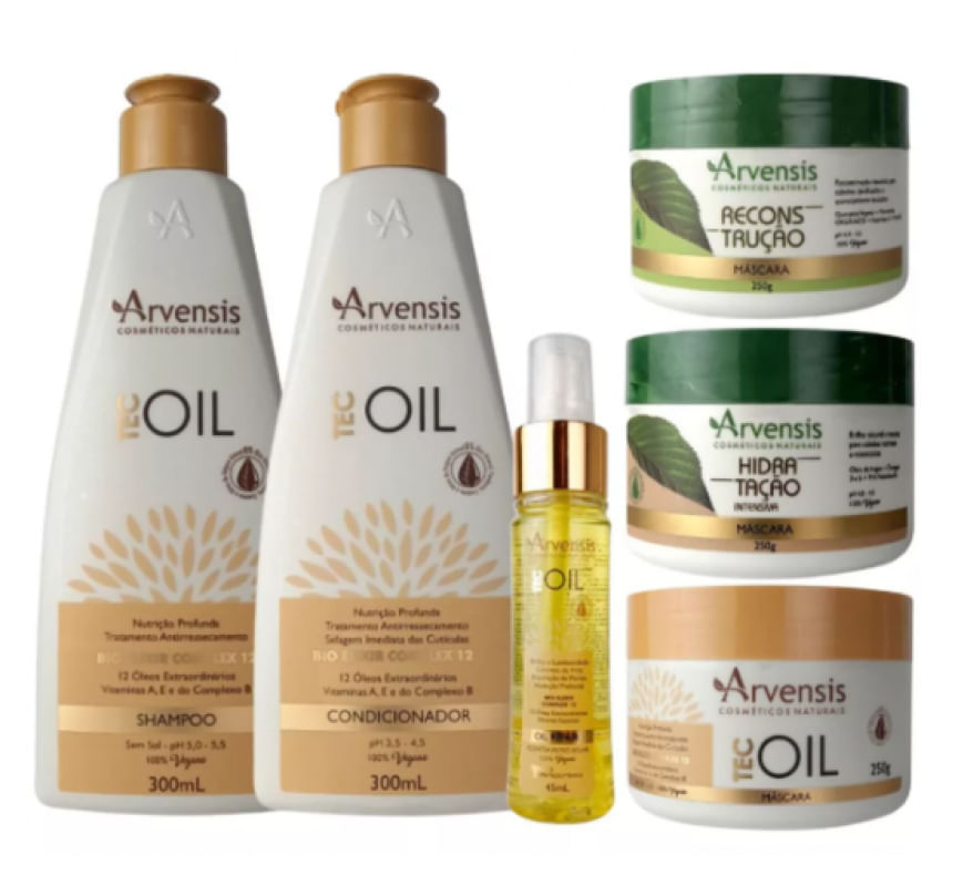 Kit Arvensis Tec Oil 4 Itens + Mascara Reconstrução Hidratação