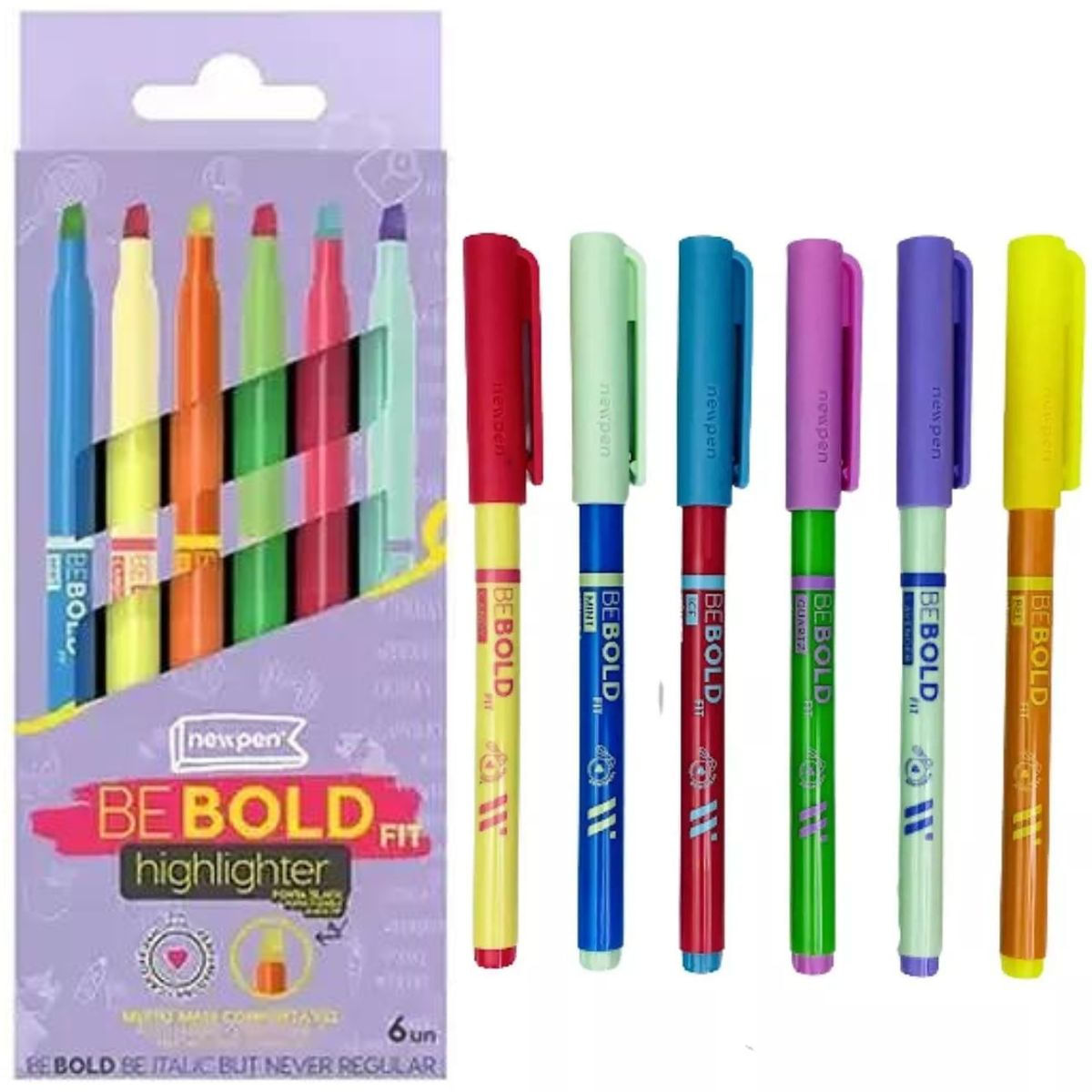 MARCA TEXTO BE BOLD FIT - PONTA SLACK - 6 UNIDADES - NEWPEN