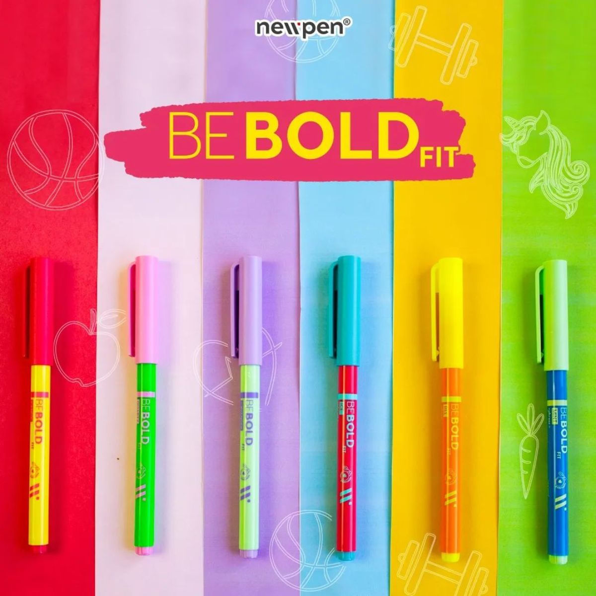 MARCA TEXTO BE BOLD FIT - PONTA SLACK - 6 UNIDADES - NEWPEN