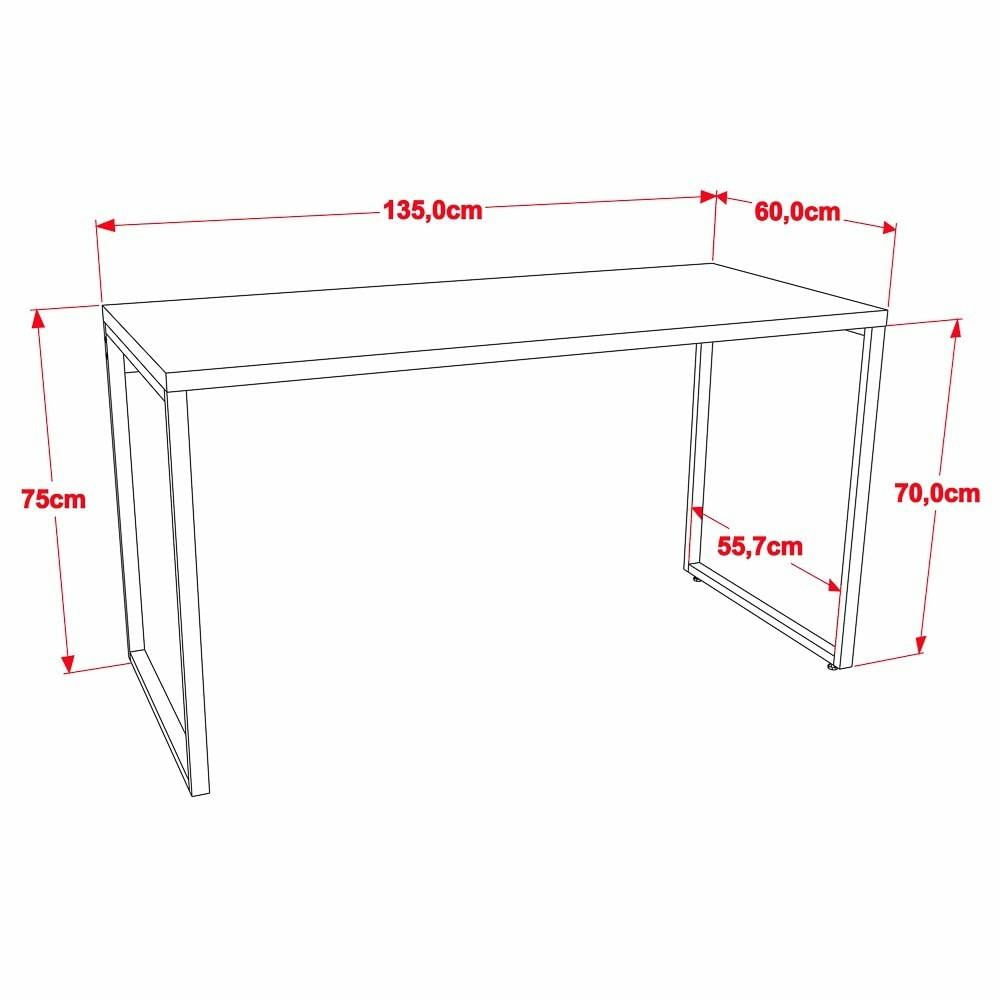 Kit 2 Mesas de Escritório Office 135cm Estilo Industrial Prisma C08 Nogal - Mpozenato