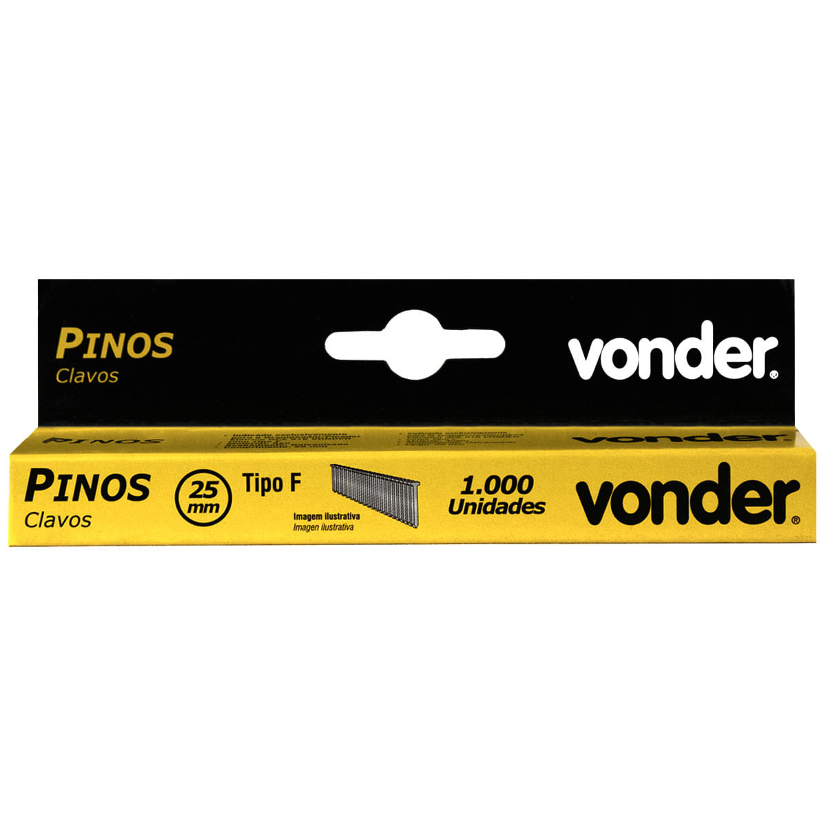 Kit 2000 Pinos 25mm Tipo F Vonder Para Grampeador/Pinador Elétrico Gpe916