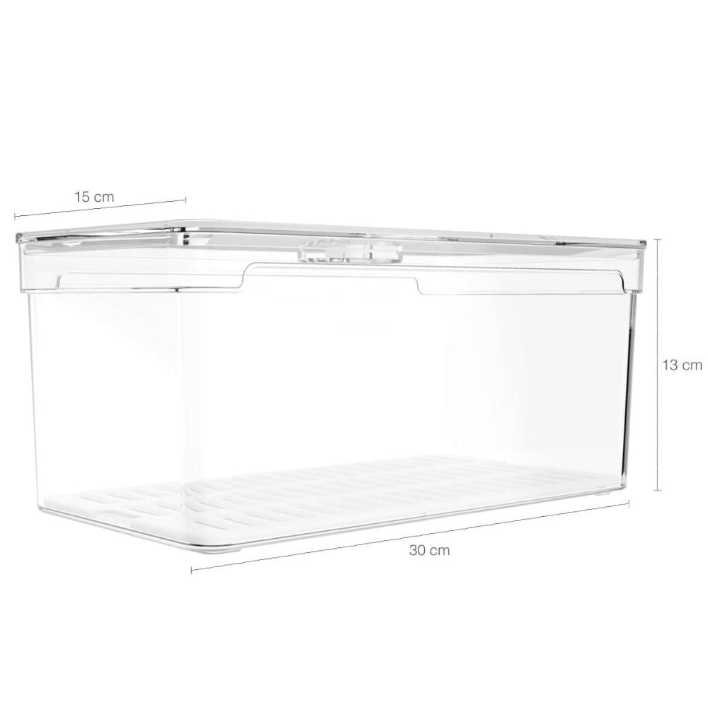 Kit 2 Organizadores De Geladeira 5L Porta Frutas Legumes Vegetais Com Respiradouro Clear Fresh OU