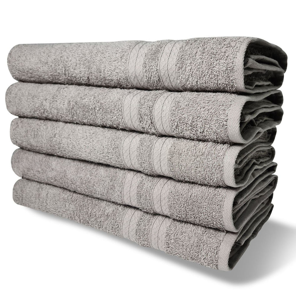 Kit 5 Toalhas Super Grossa Felpuda E Macia 80x150cm Beka Cinza