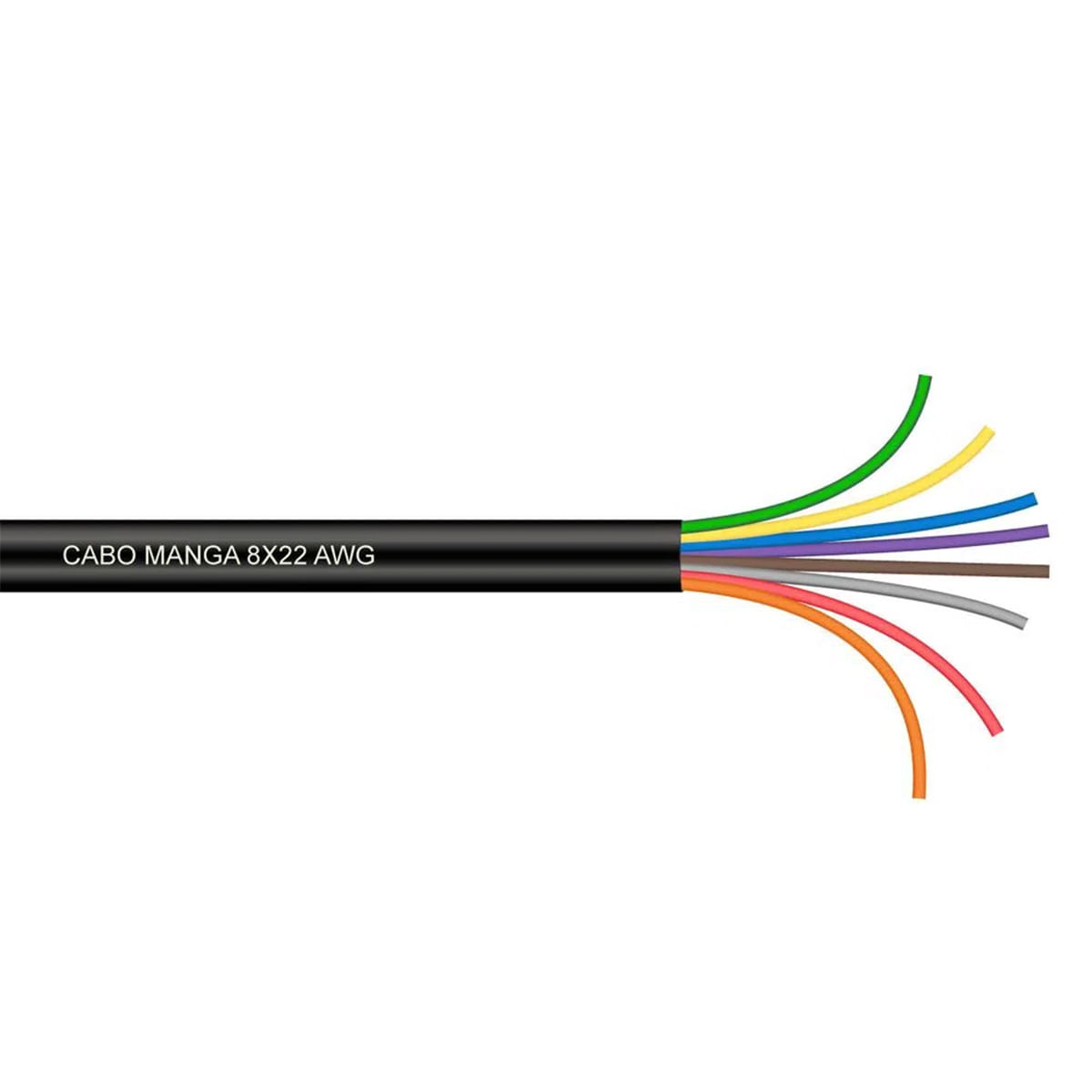 Cabo Manga 8X22 AWG - sem Blindagem Preto - 50 Metros