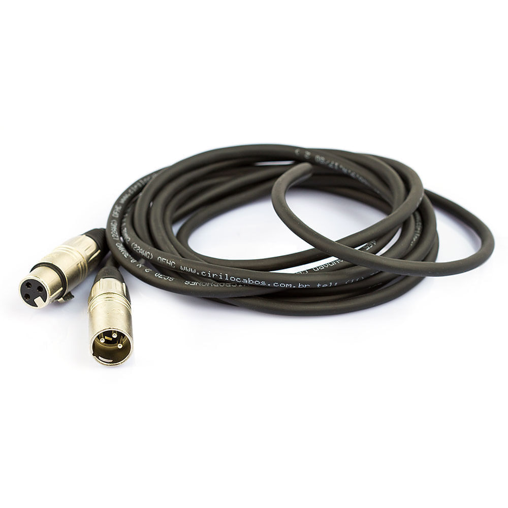 Cabo de Microfone Balanceado XLR Macho Para XLR Femea Santo Angelo - 60 Metros