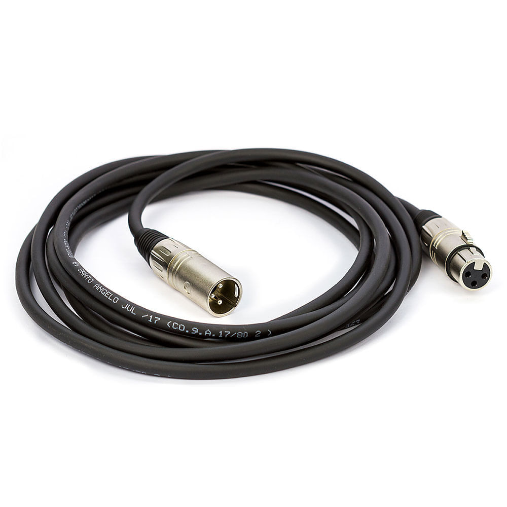 Cabo de Microfone Balanceado XLR Macho Para XLR Femea Santo Angelo - 60 Metros