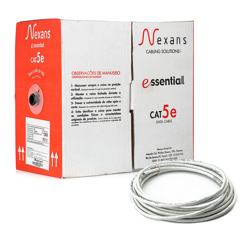 Cabo de Rede Nexans Cat5e Branco - 80 Metros