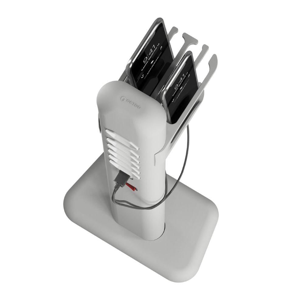 Totem Elétrico Bivolt Com 6 Tomadas E 2 Saídas Usb E Usb-c Octoo Easyplug-usb-c Prateado