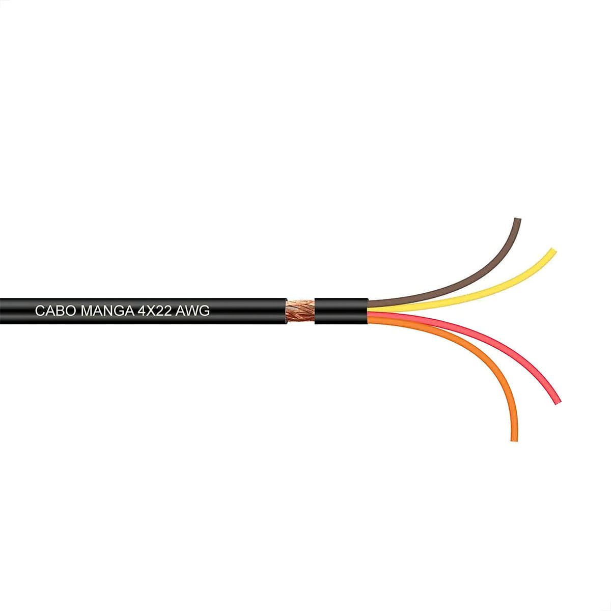 Cabo Manga 4x22 AWG - com Blindagem Preto - 100 Metros