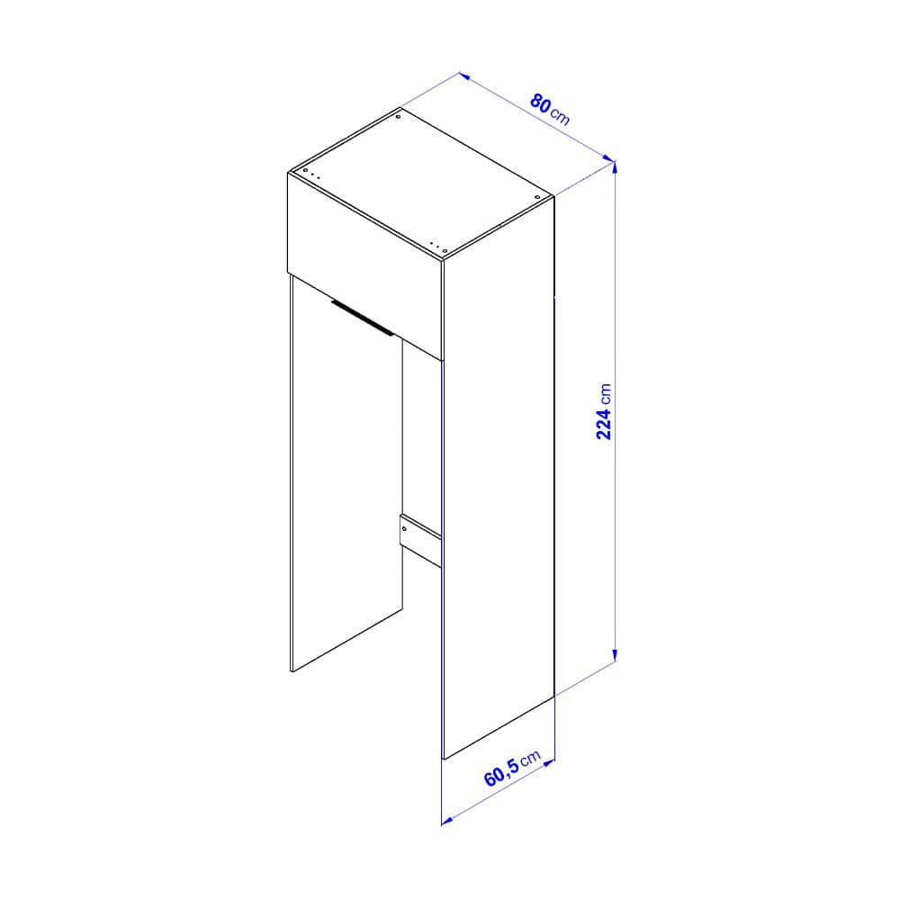 Armário de Geladeira Bartira Cristal MDP 15mm com 1 Porta e Lateral - 80cm de largura - Lâmina Mel Lâmina Mel