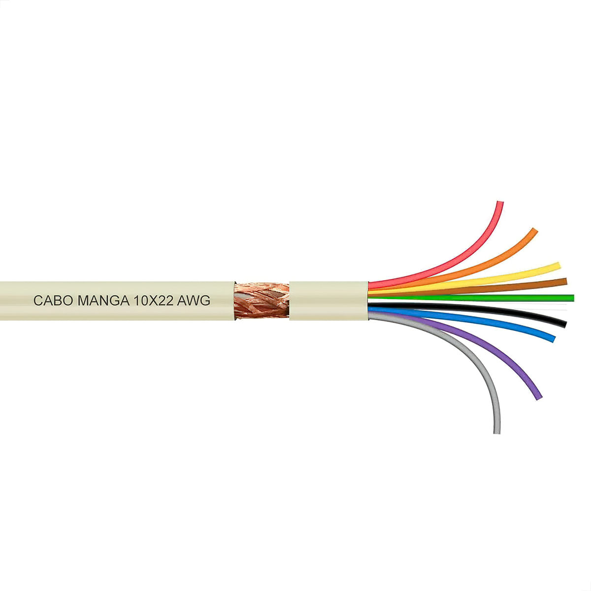 Cabo Manga 10x22 AWG - com Blindagem Bege - 20 Metros