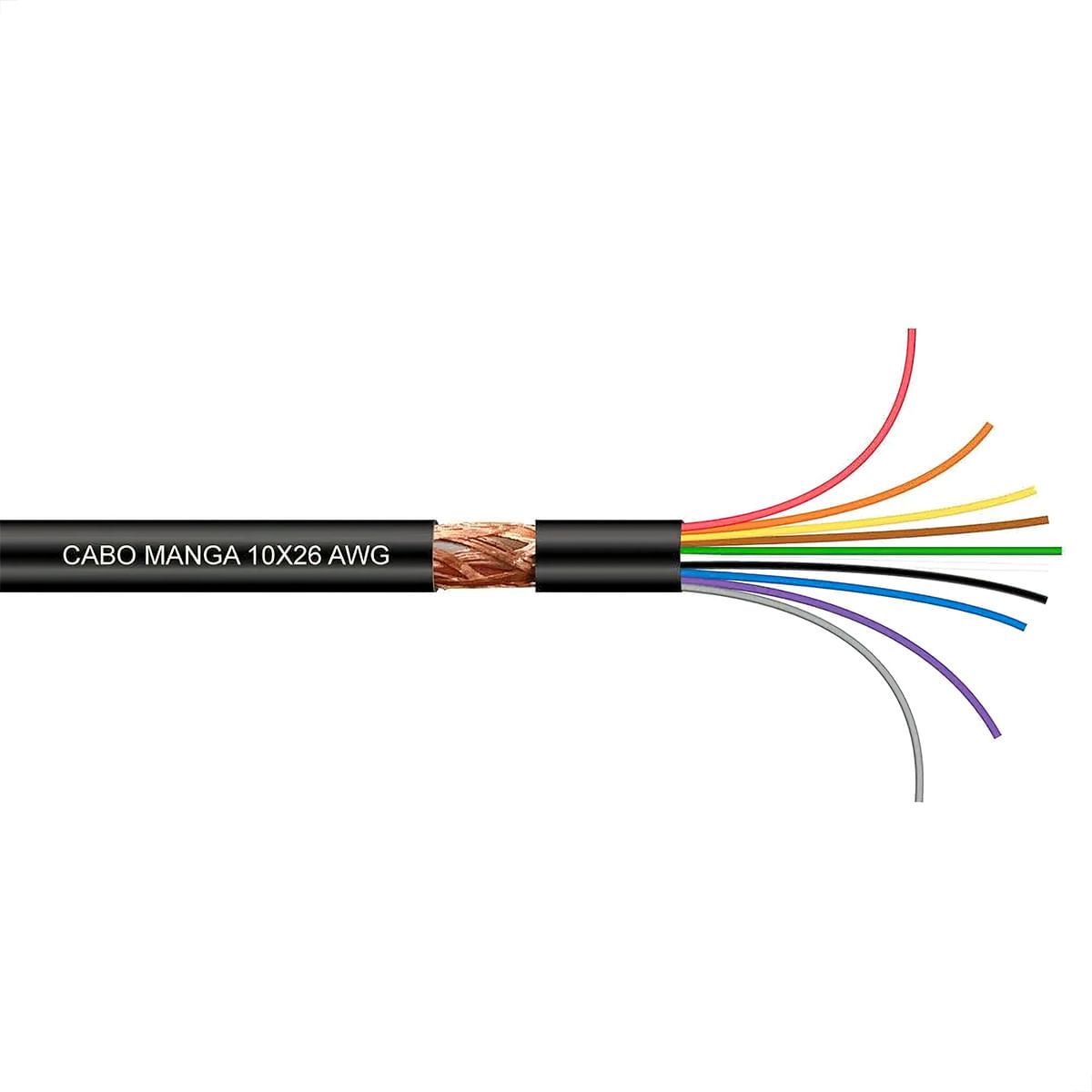 Cabo Manga 10x26 AWG - com Blindagem Preto - 30 Metros