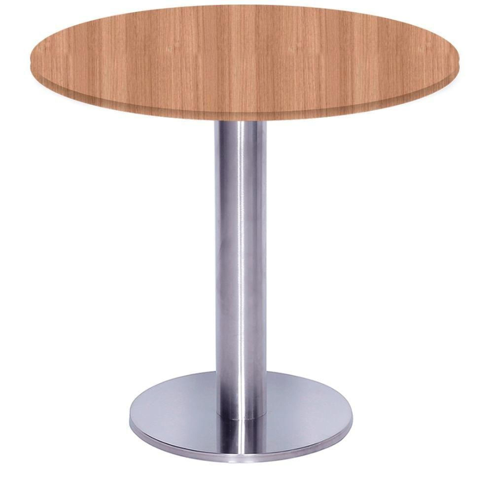 Mesa Beta Big Inox 75 Cm (alt) Disco Redondo Tampo Mdp Redondo 70 Cm (larg) X 2,50 Cm (alt) Noce Naturalle