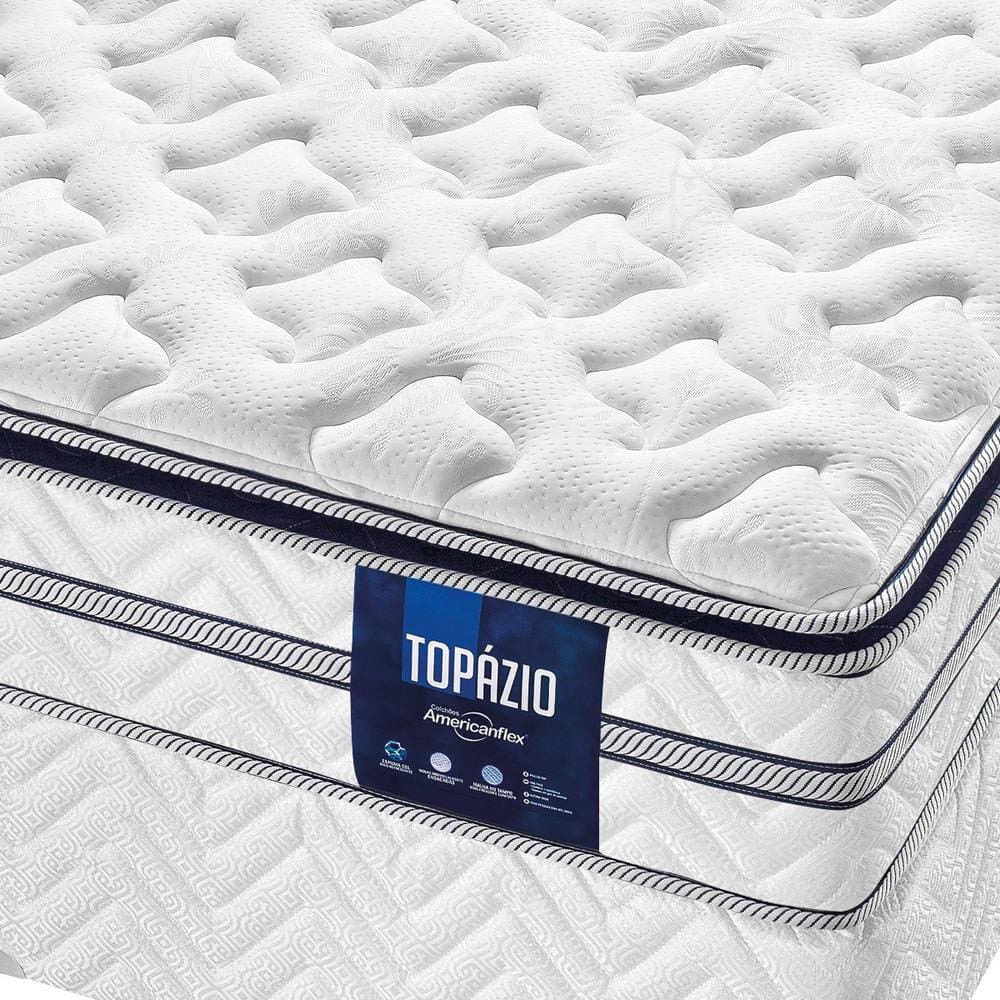 Cama Box Solteiro AmericanFlex Topázio Gel com Pillow Top e Molas Ensacadas 30x88x188 cm Branco