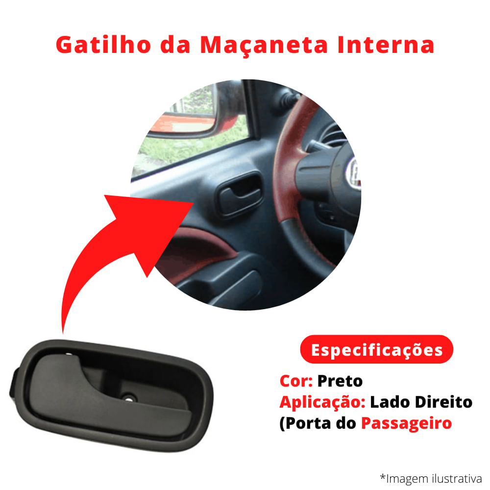 Maçaneta Interna Gatilho Puxador Direito Uno 2010 2011 2012