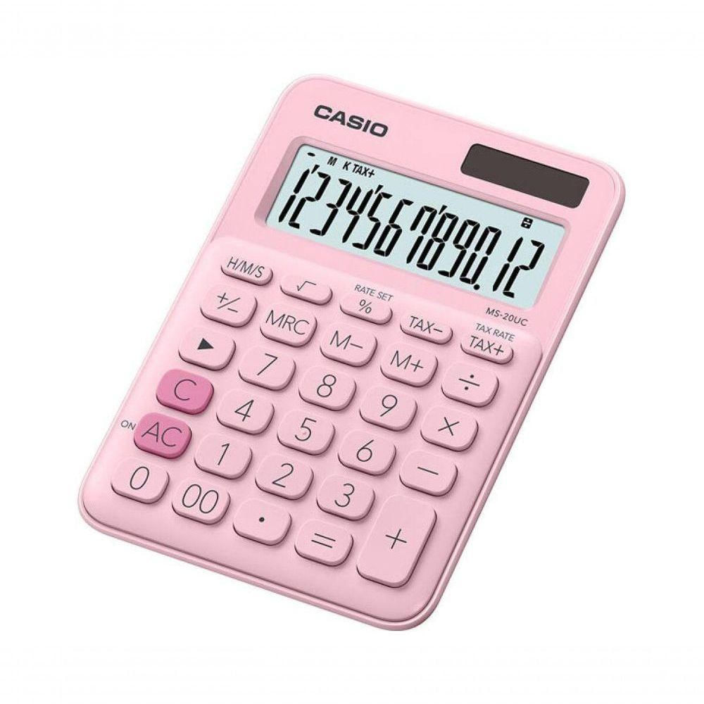 Calculadora De Mesa Casio Ms20uc 12 Digitos Rosa Claro