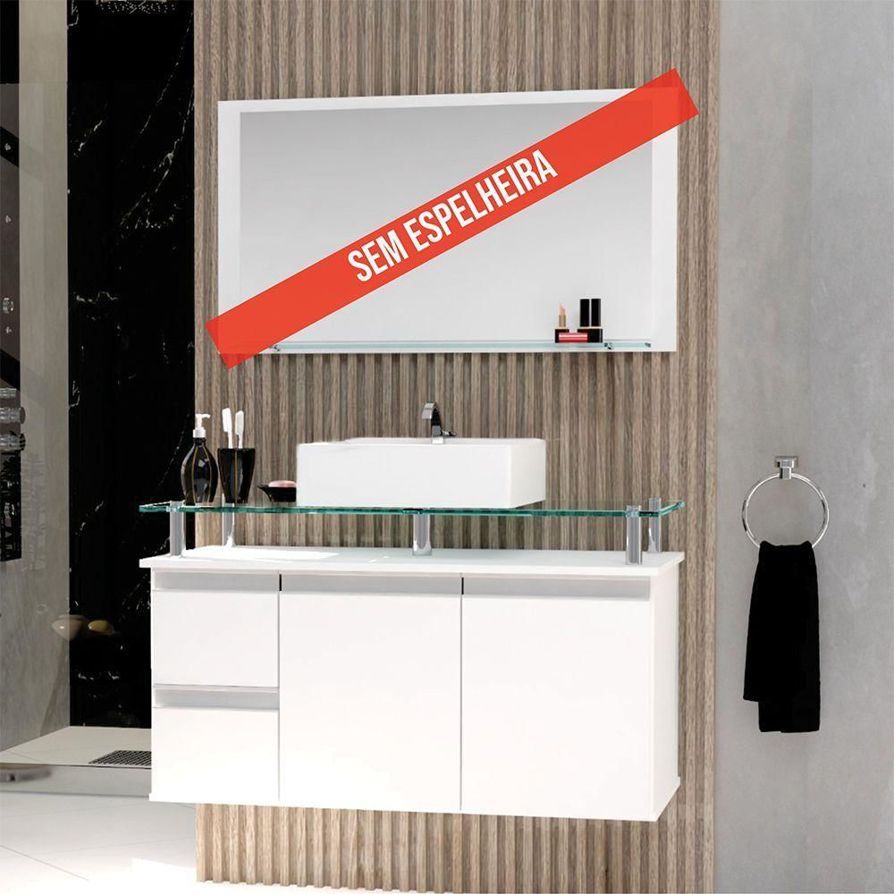 Gabinete Banheiro 2 Gavetas 2 Portas Diamante 80cm - Branco - Branco