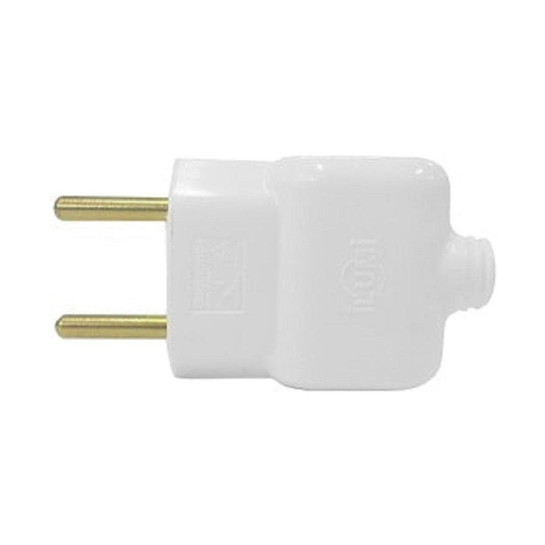 Dez Pinos Macho Prensa Cabo Bipolar Branco 2P 10A 250V Ilumi