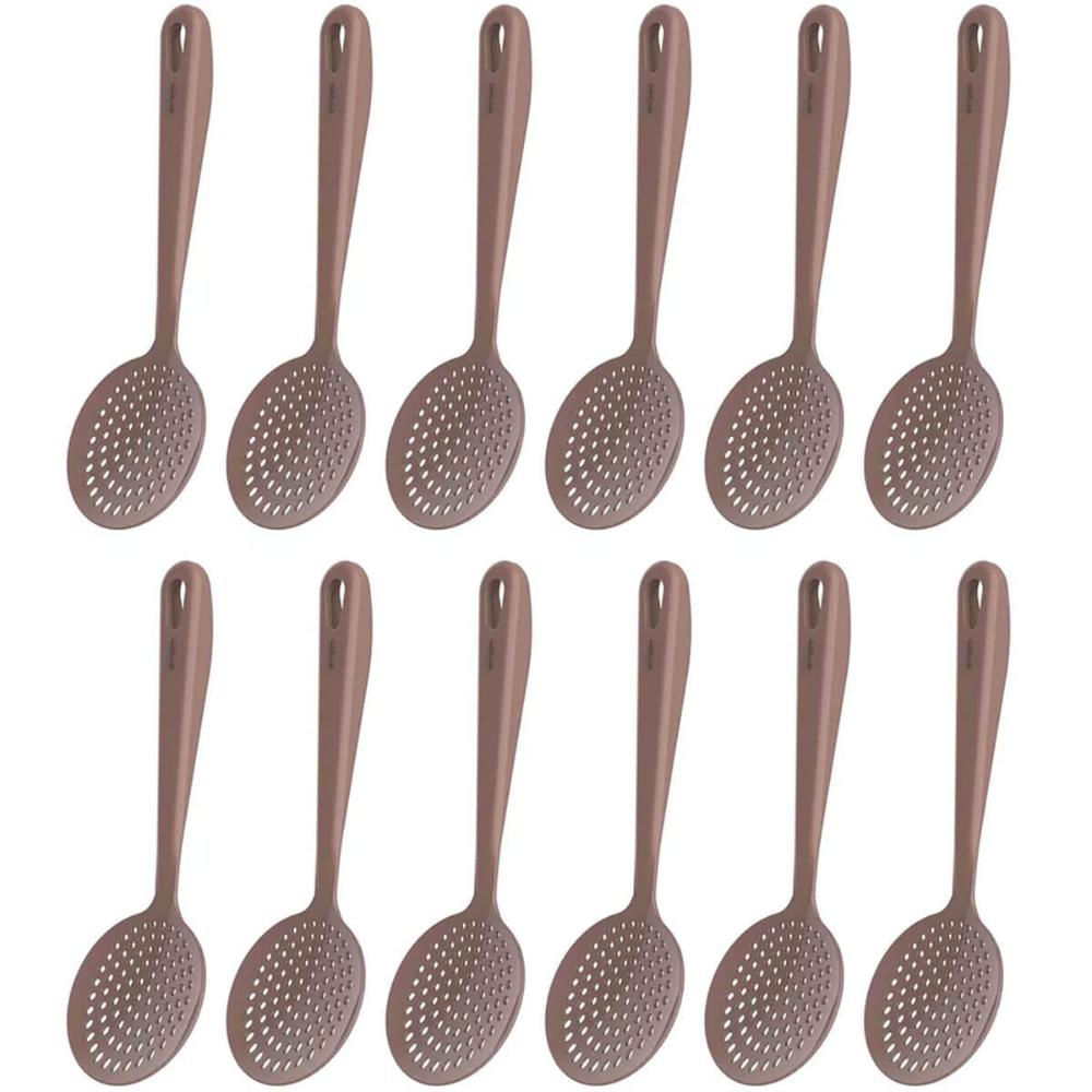 Kit 12 Espumadeiras Cozinha Fritura Arroz Escumadeira de Nylon Kitch Crippa Amêndoa