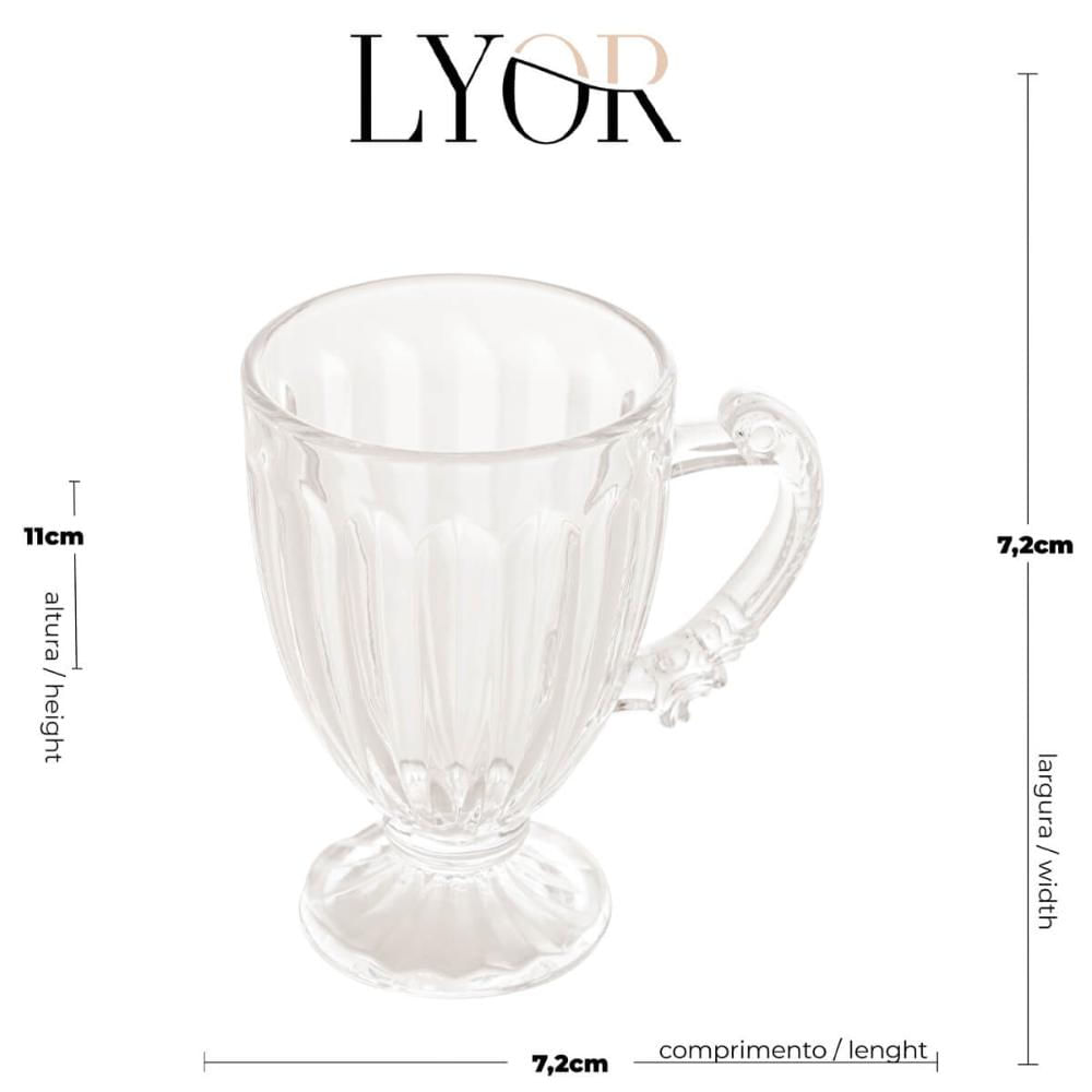 12 Xícaras Taças de Cristal 200ml com Pé Imperial Lyor Cafet