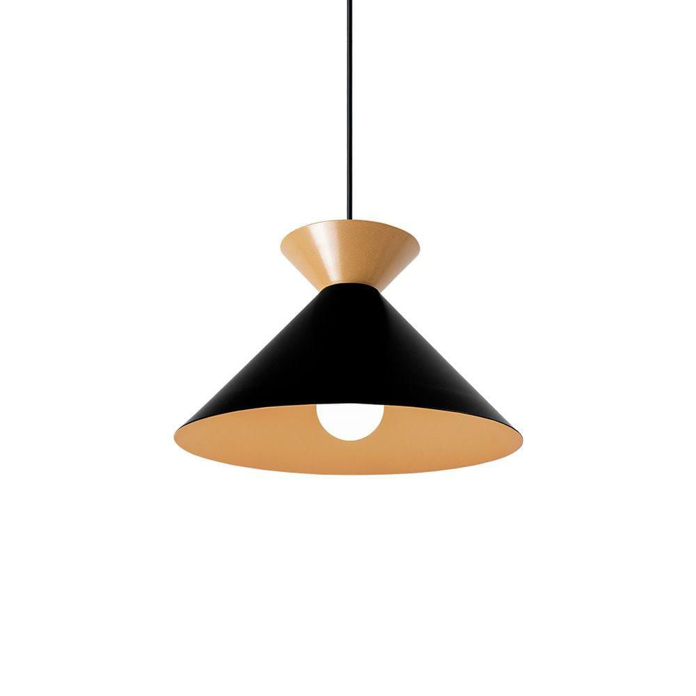 Lustre Pendente Blumenau Guto E27 Bivolt Preto-dourado