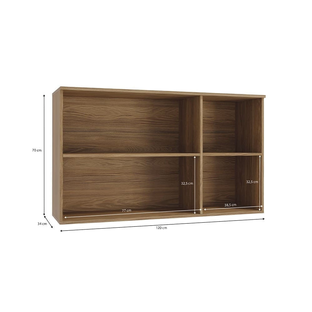 Armário Aéreo Triplo Kappesberg Flora com 3 Portas e 2 Prateleiras Nogueira