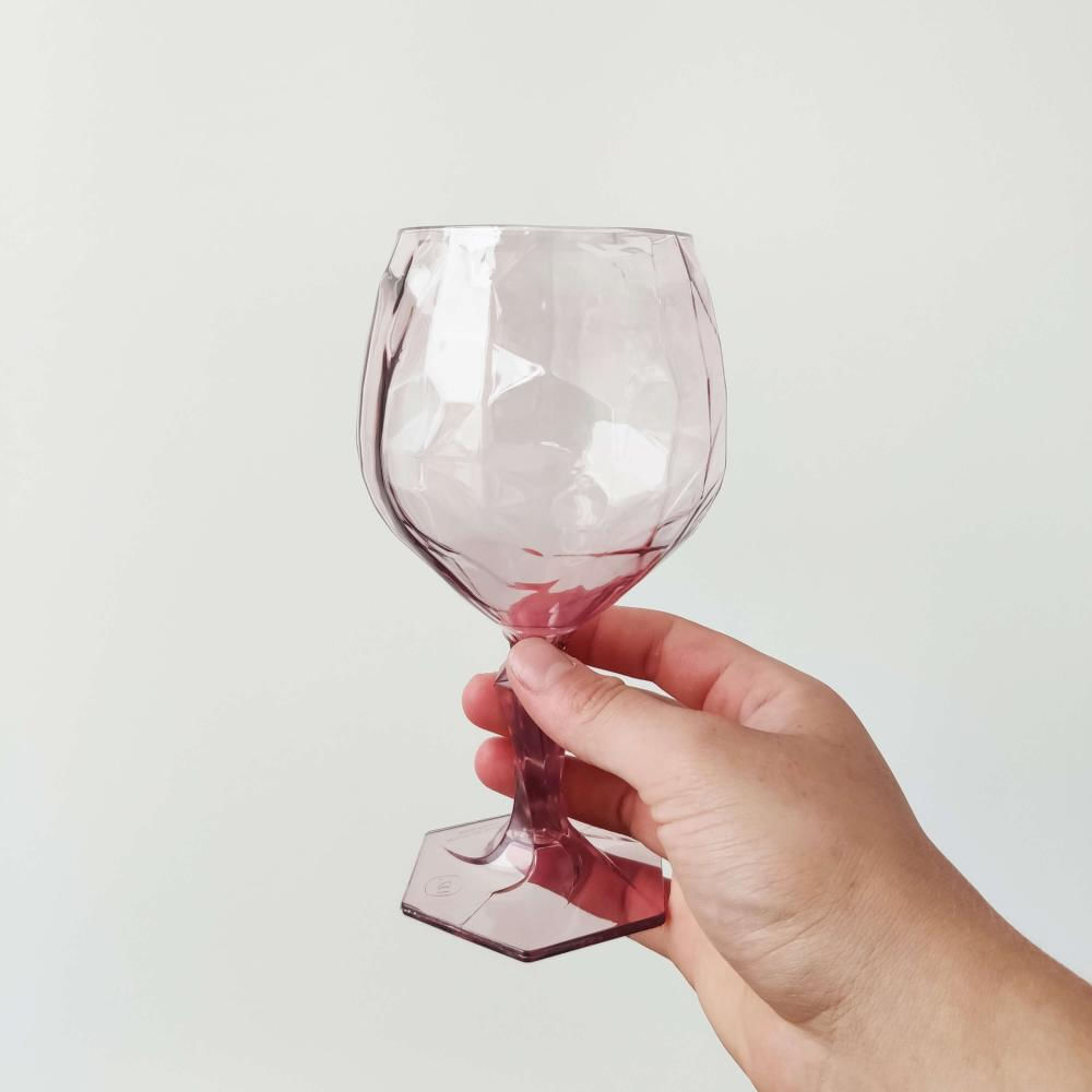 Conjunto 6 Taça Para água Suco 350ml Plástico Uz Tango Transparente Rosa
