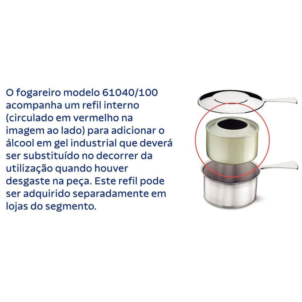 Rechaud Tramontina Redondo 4,3l Inox Tampa Vidro Fogareiro Banho Maria
