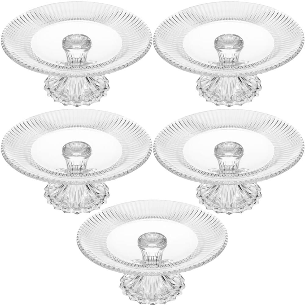 5 Boleiras com Pé Prato Porta Bolo 25cm Cristal Renaissance Bolo Doces e Tortas Lyor